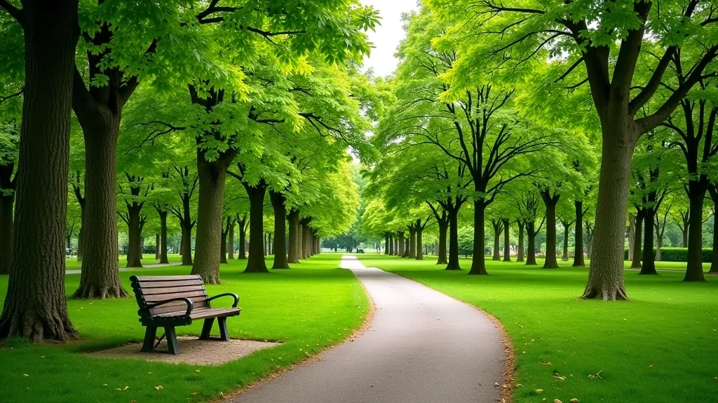 Serene park landscape in Latvia showing accessible walking paths and rest areas